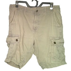 American Eagle Cargo Shorts Men's 38 Khaki Olive Beige Utility Pockets